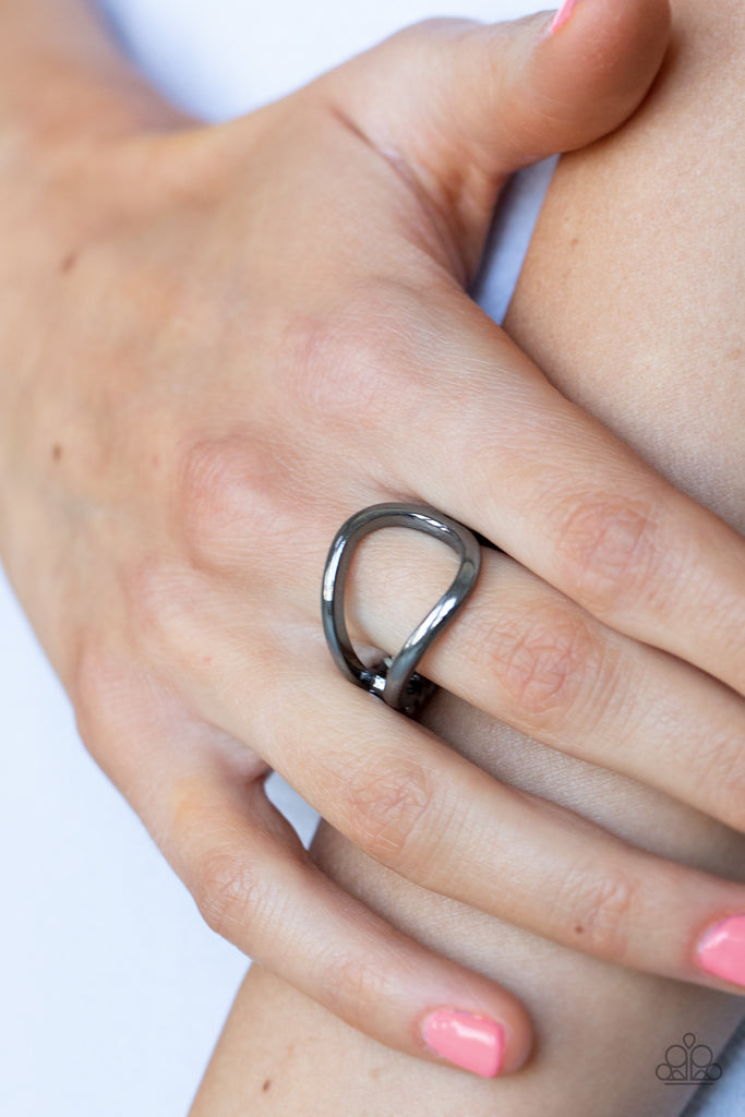 Fill The Gap - Black Gunmetal Ring-Paparazzi