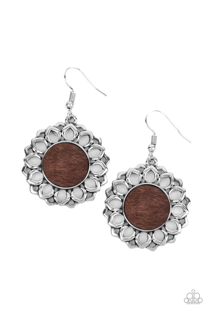 Farmhouse Fashionista - Brown Wood Earring-Paparazzi