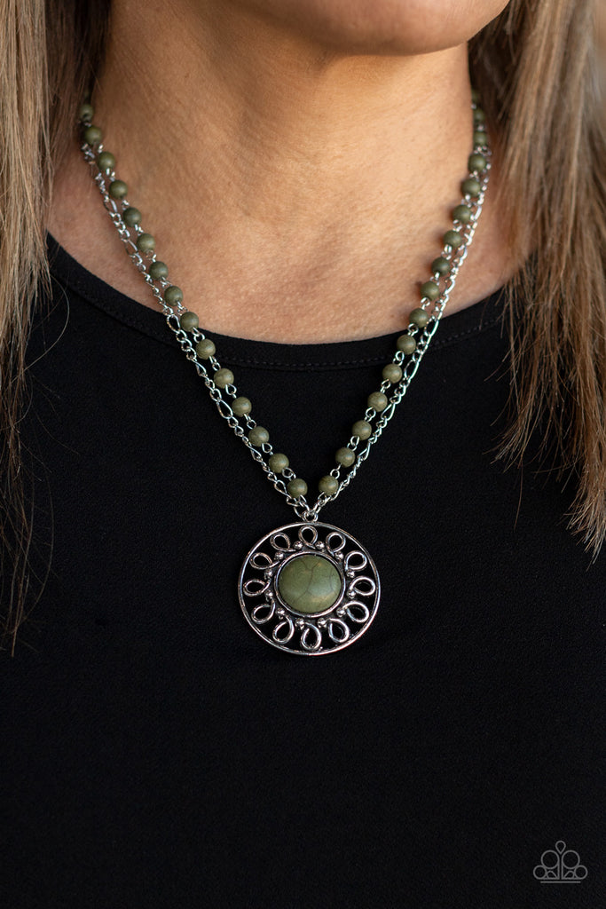 Sahara Suburb - Green Necklace-Paparazzi - The Sassy Sparkle