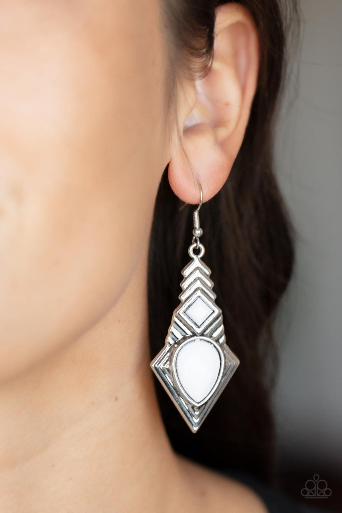 Stylishly Sonoran - White Earring-Paparazzi