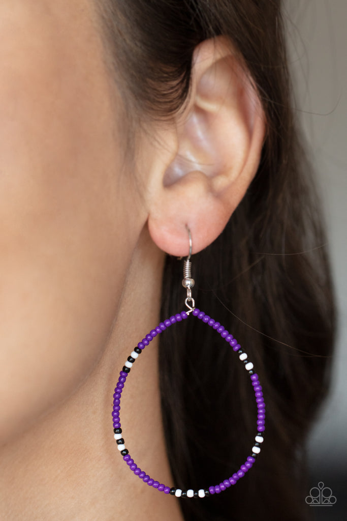 Keep Up The Good BEADWORK - Purple Earring-Paparazzi