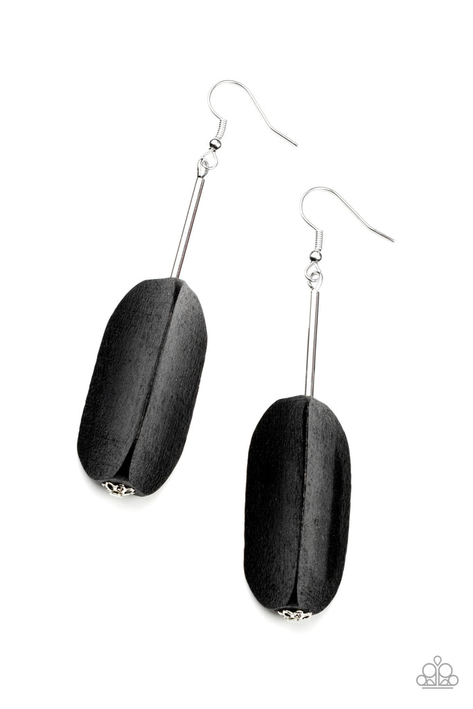 Tamarack Trail - Black Wood Earring-Paparazzi