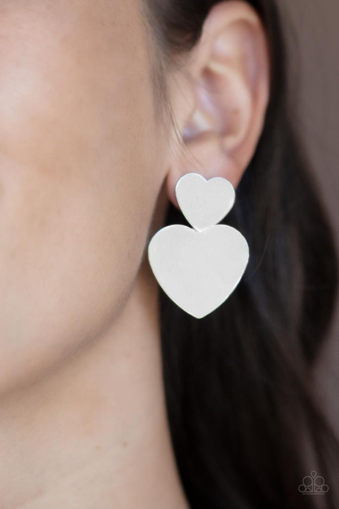 Heart-Racing Refinement - Silver Earring-Paparazzi