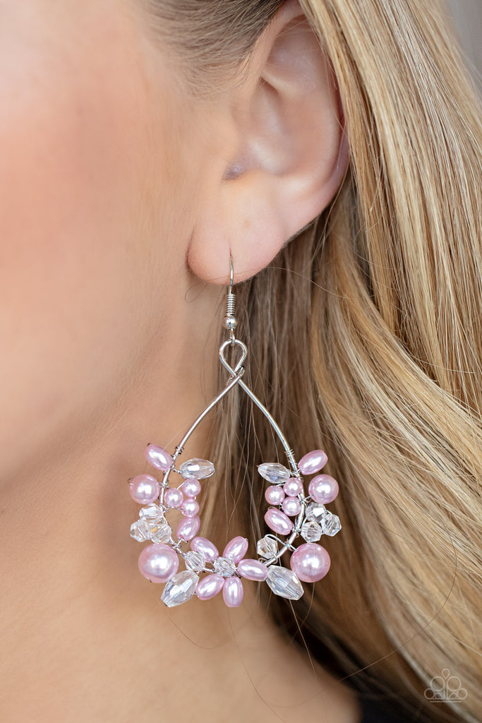 Marina Banquet - Pink Pearl Earring-Paparazzi