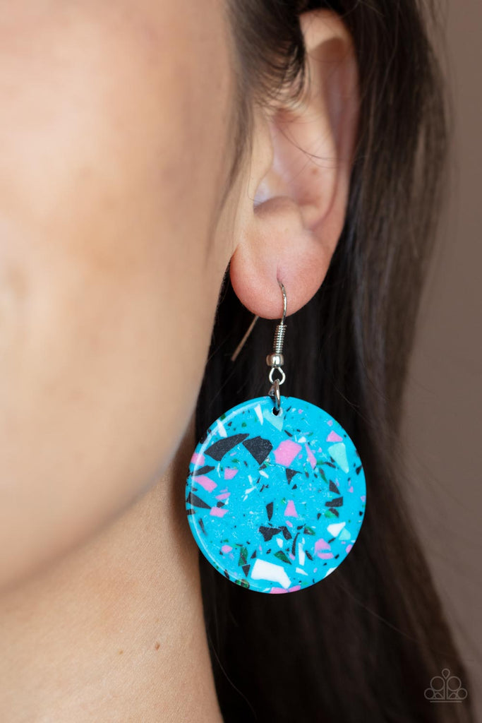 Tenaciously Terrazzo - Blue Stone Earring-Paparazzi