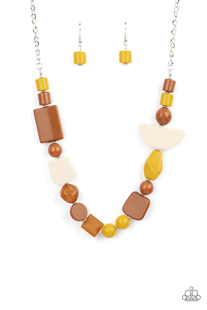Tranquil Trendsetter - Yellow Necklace-Paparazzi