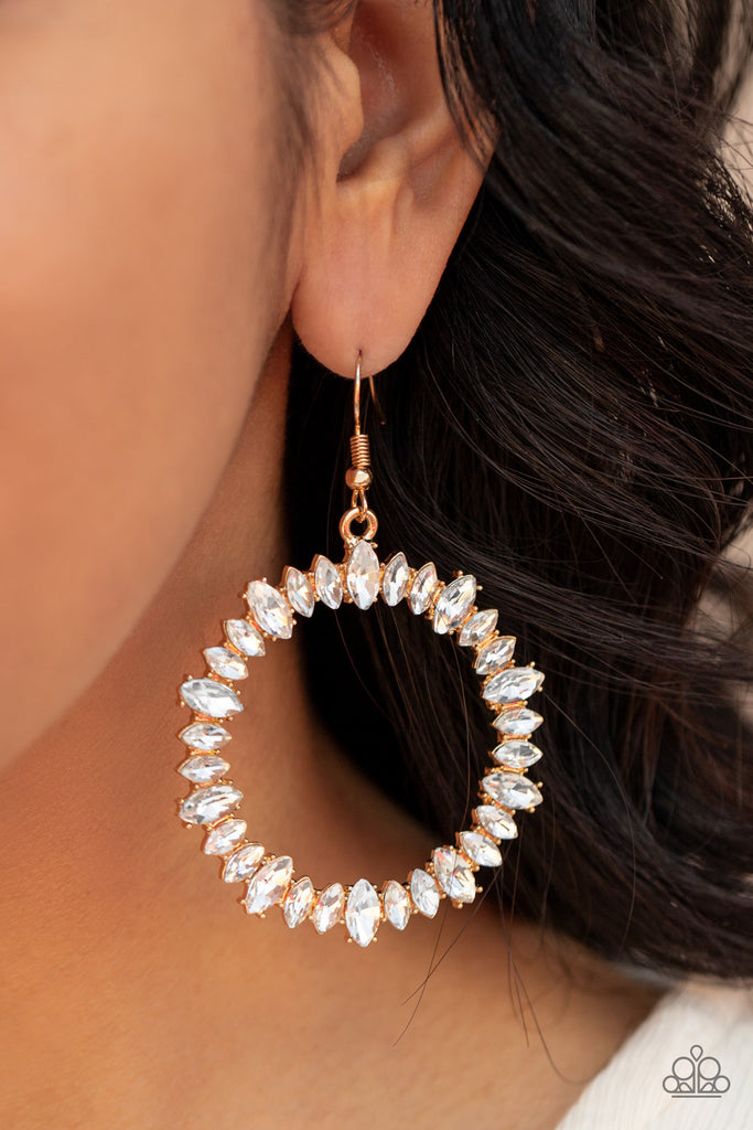 Glowing Reviews - Gold Earring-Paparazzi