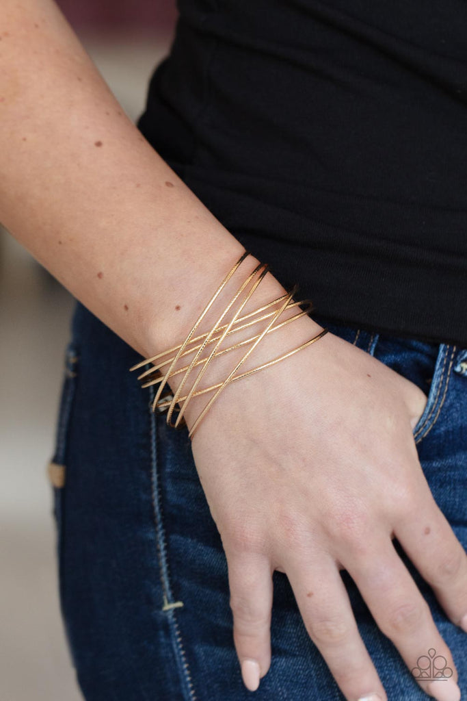 Strike Out Shimmer - Gold Bracelet-Paparazzi