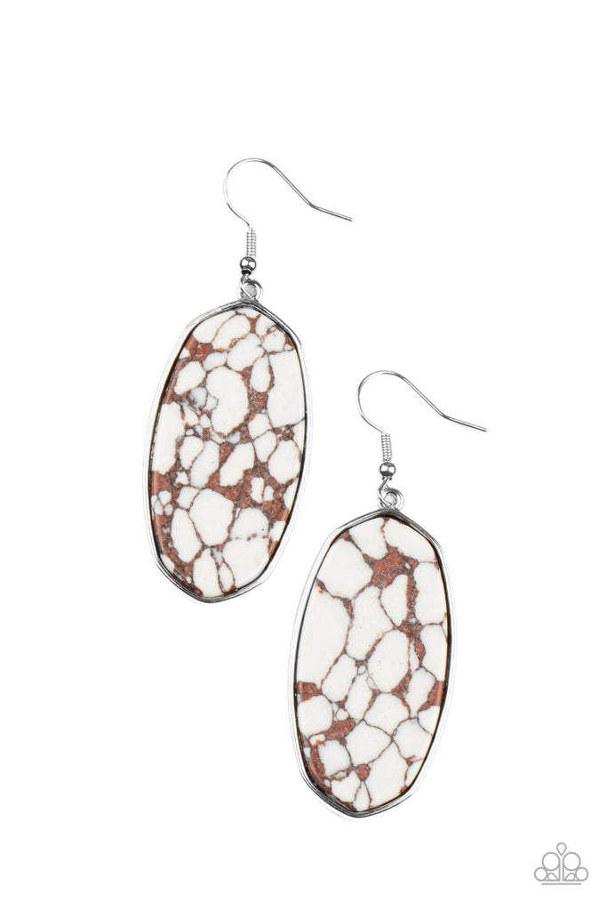 Stone Sculptures - Brown Stone Earring-Paparazzi