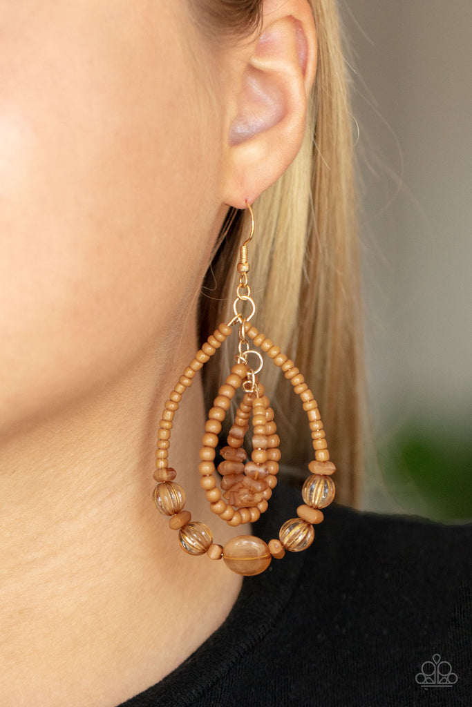 Prana Party - Brown Paparazzi Earring