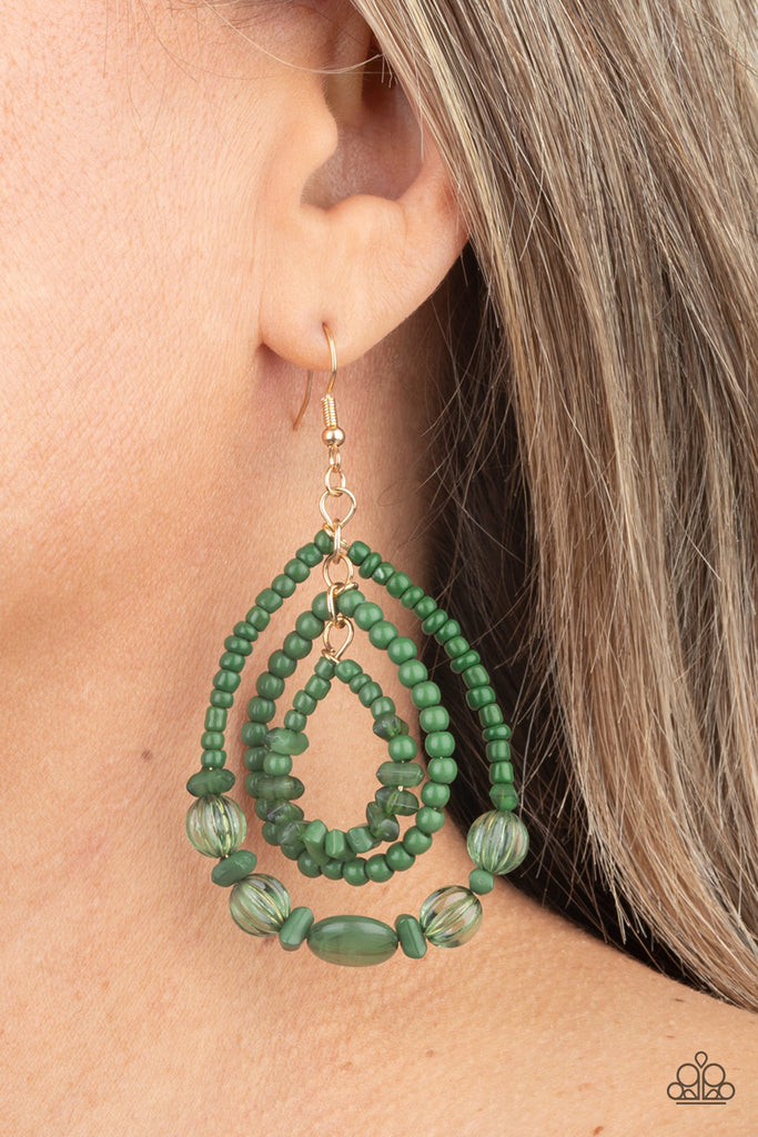 Prana Party - Green Earring-Paparazzi