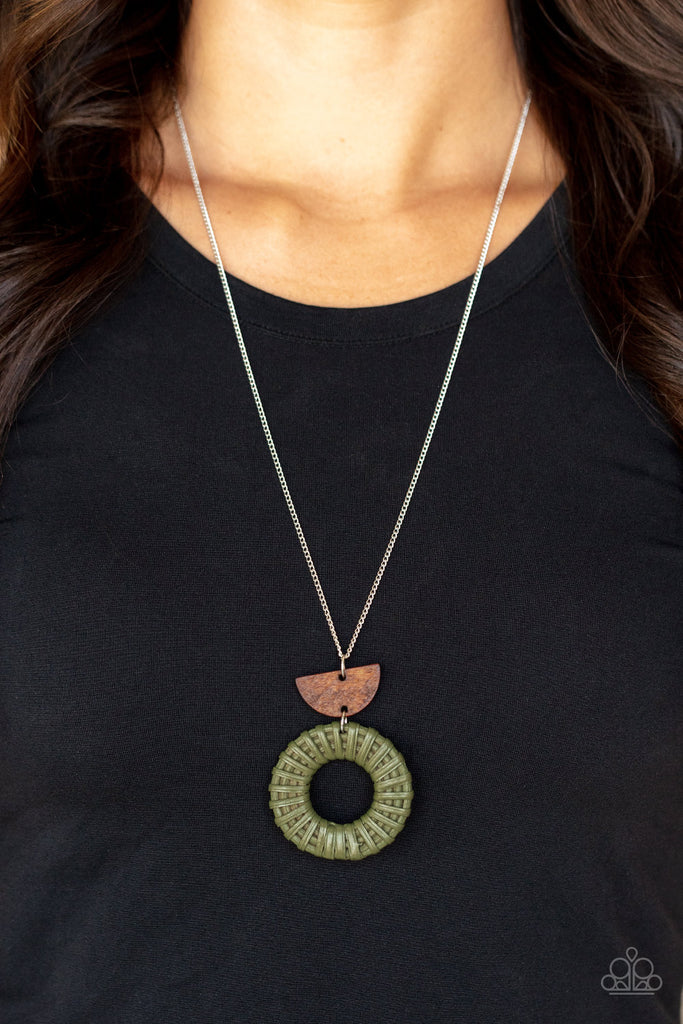 Homespun Stylist - Green Wood Necklace-Paparazzi