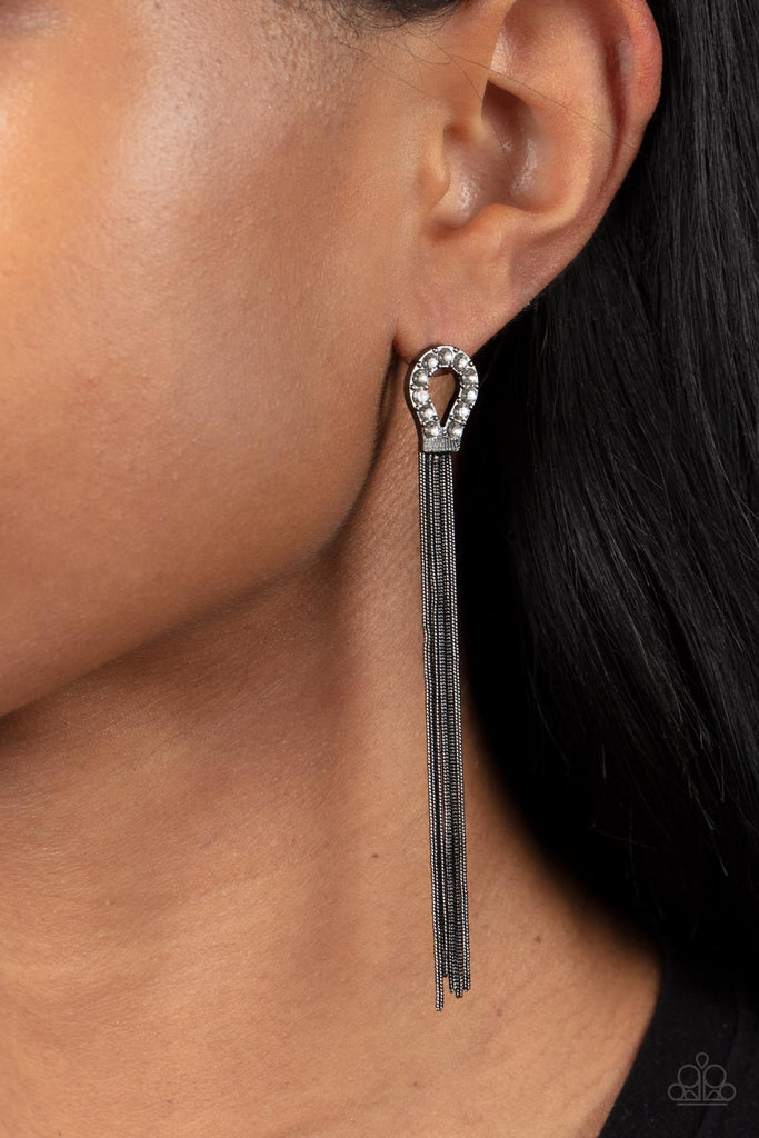 Dallas Debutante - Black Gunmetal Post Earring-Paparazzi