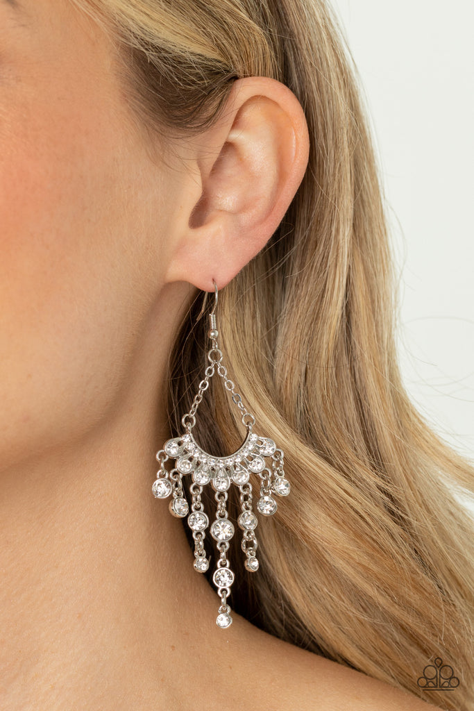 Commanding Candescence - White Earring-Paparazzi