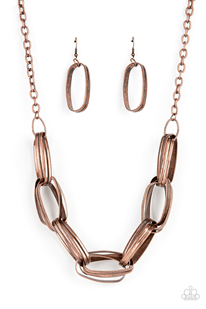 Fiercely Flexing - Copper Paparazzi Necklace - The Sassy Sparkle