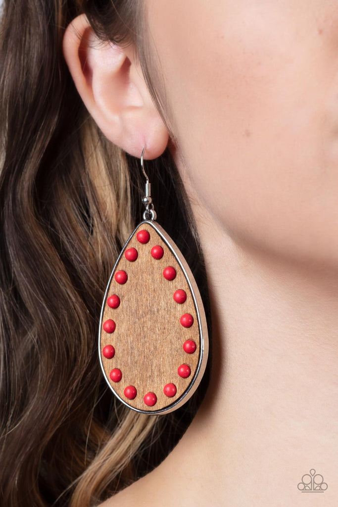 Rustic Refuge - Red Earring-Paparazzi