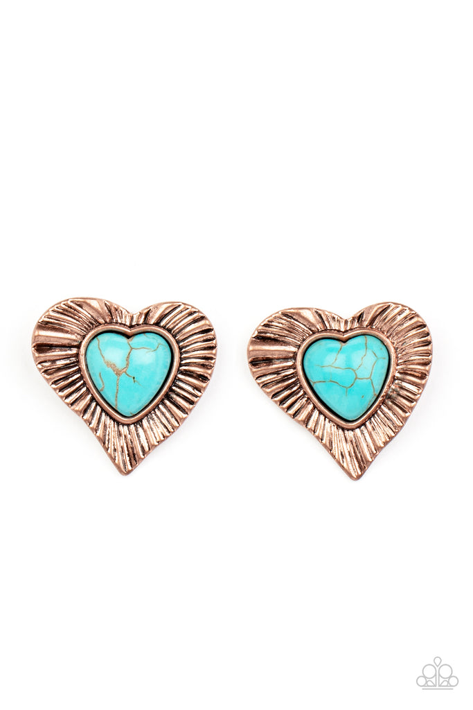 Rustic Romance - Vintage Copper Stone Post Earring-Paparazzi