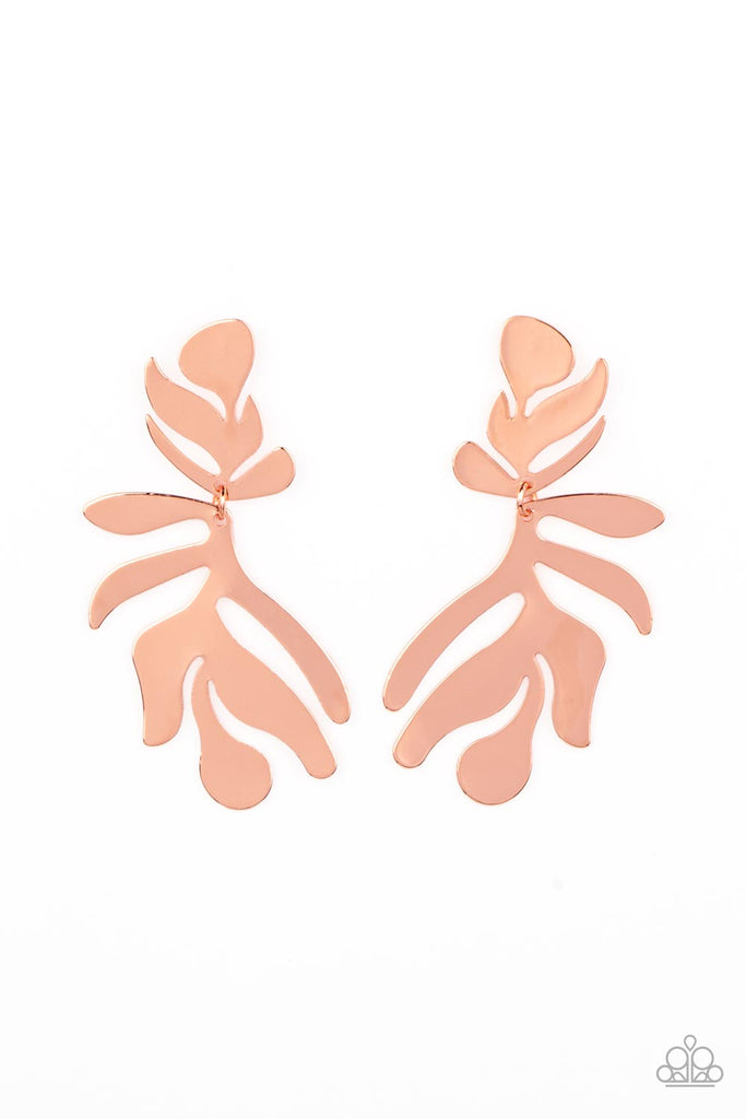 Palm Picnic - Copper Post Earring-Paparazzi