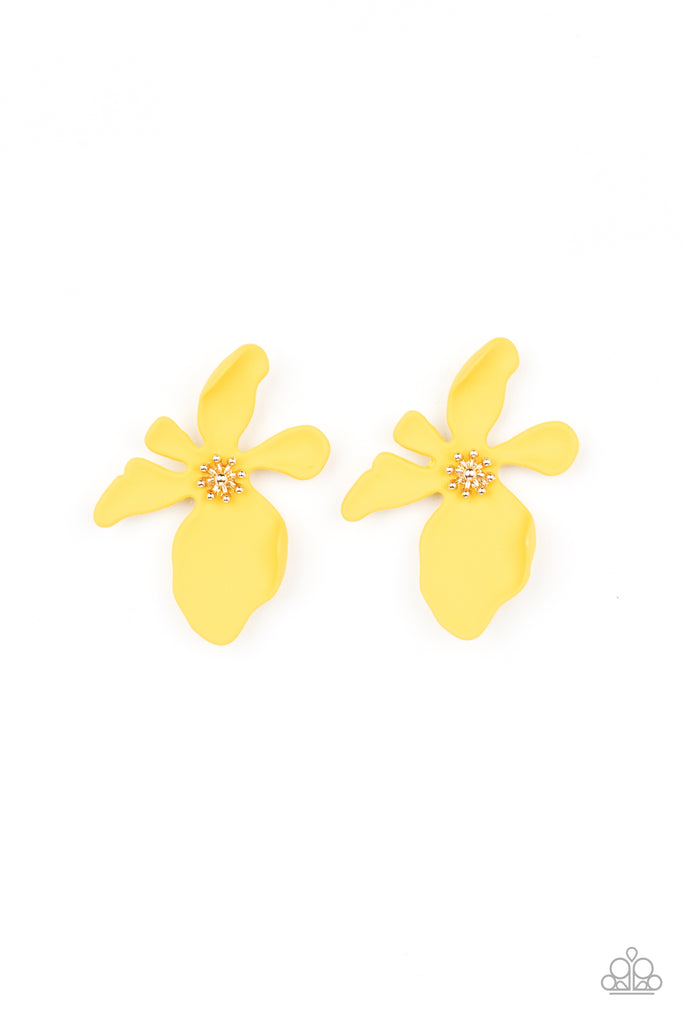 Hawaiian Heiress - Yellow Post Earring-Paparazzi