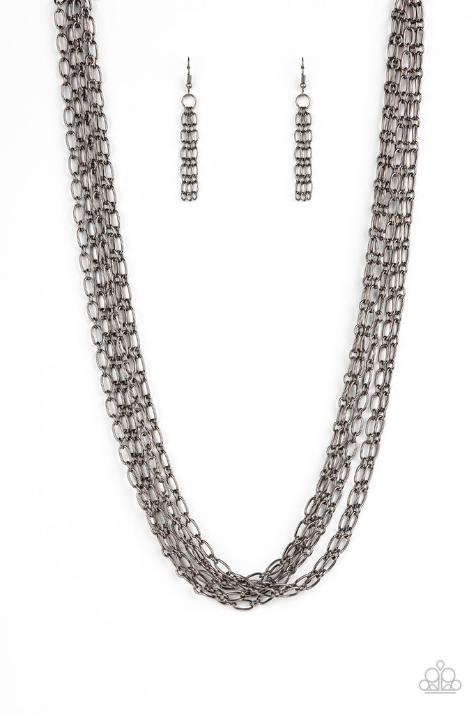 Dynamite Dynamo - Black Gunmetal Necklace-Paparazzi