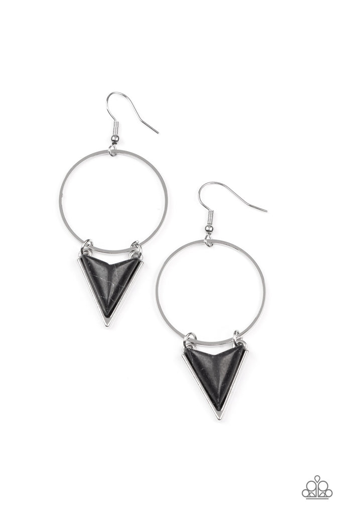 Sahara Shark - Black Stone Earring-Paparazzi