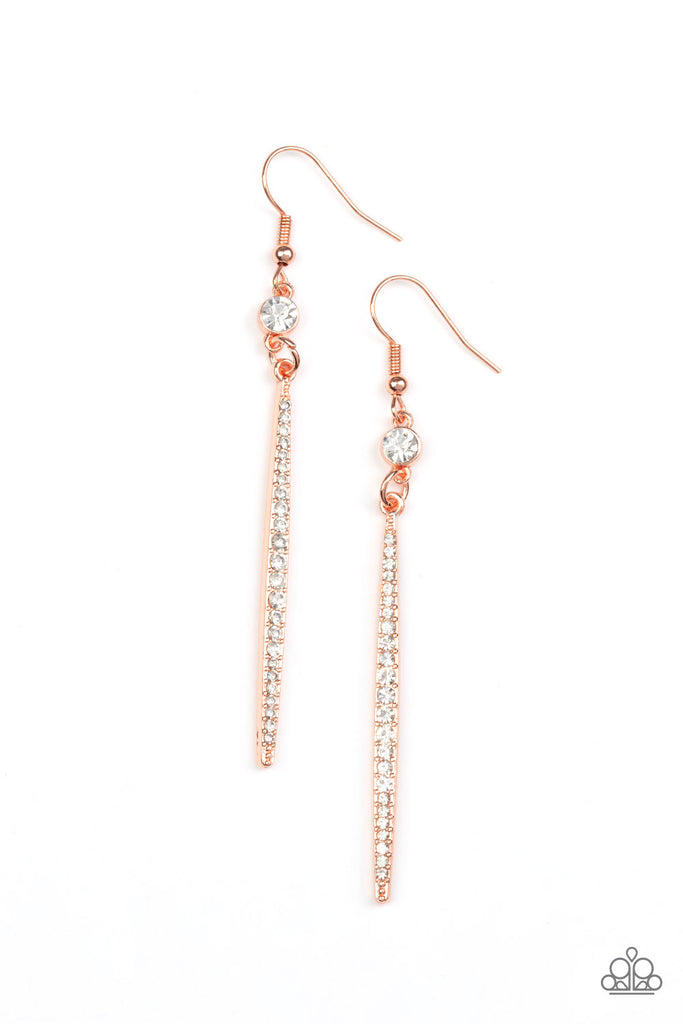 Skyscraping Shimmer - Copper Earring-Paparazzi