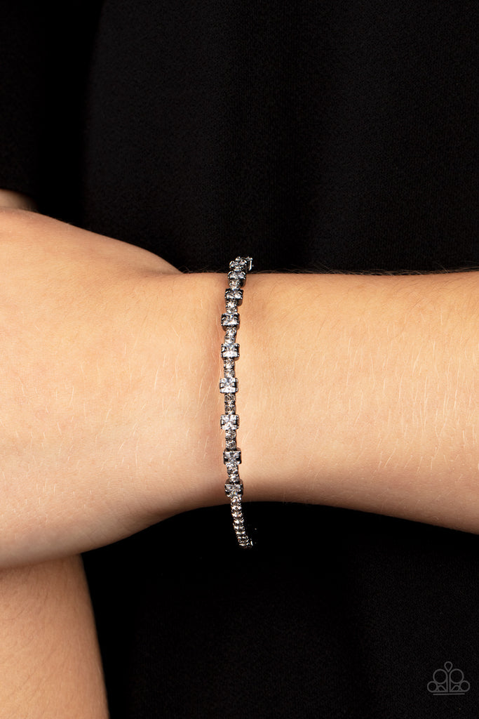 Timelessly Tiny - Black Gunmetal Bracelet-Paparazzi