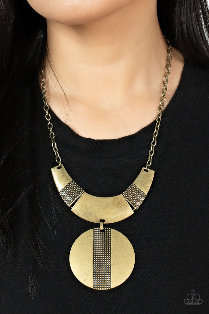 Metallic Enchantress - Brass Necklace-Paparazzi