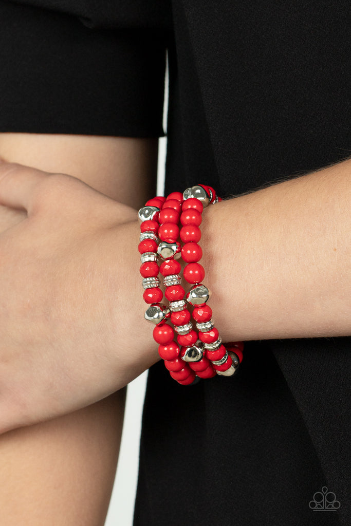 Vibrant Verve - Red Bracelet-Paparazzi