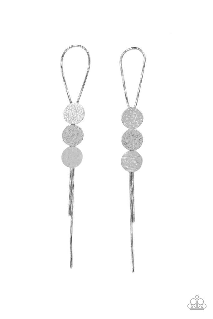 Bolo Beam - Silver Post Earring-Paparazzi