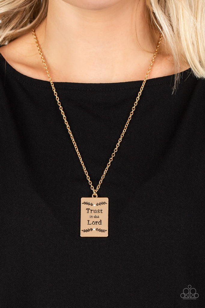 All About Trust - Gold Paparazzi Necklace - The Sassy Sparkle