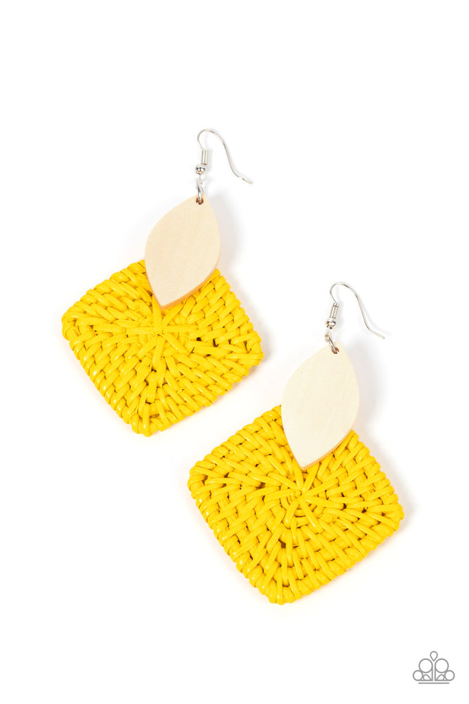 Sabbatical WEAVE - Yellow Paparazzi Earring - The Sassy Sparkle