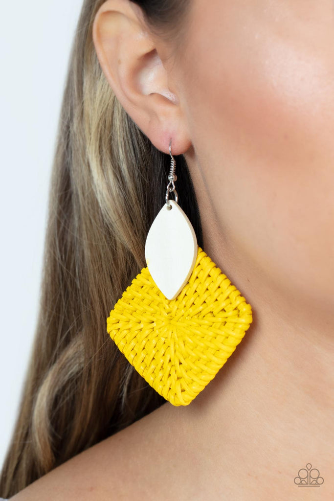 Sabbatical WEAVE - Yellow Paparazzi Earring - The Sassy Sparkle