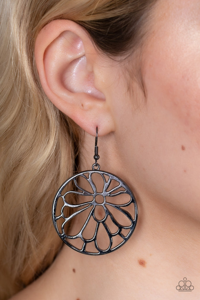 Glowing Glades - Black Gunmetal Earring-Paparazzi