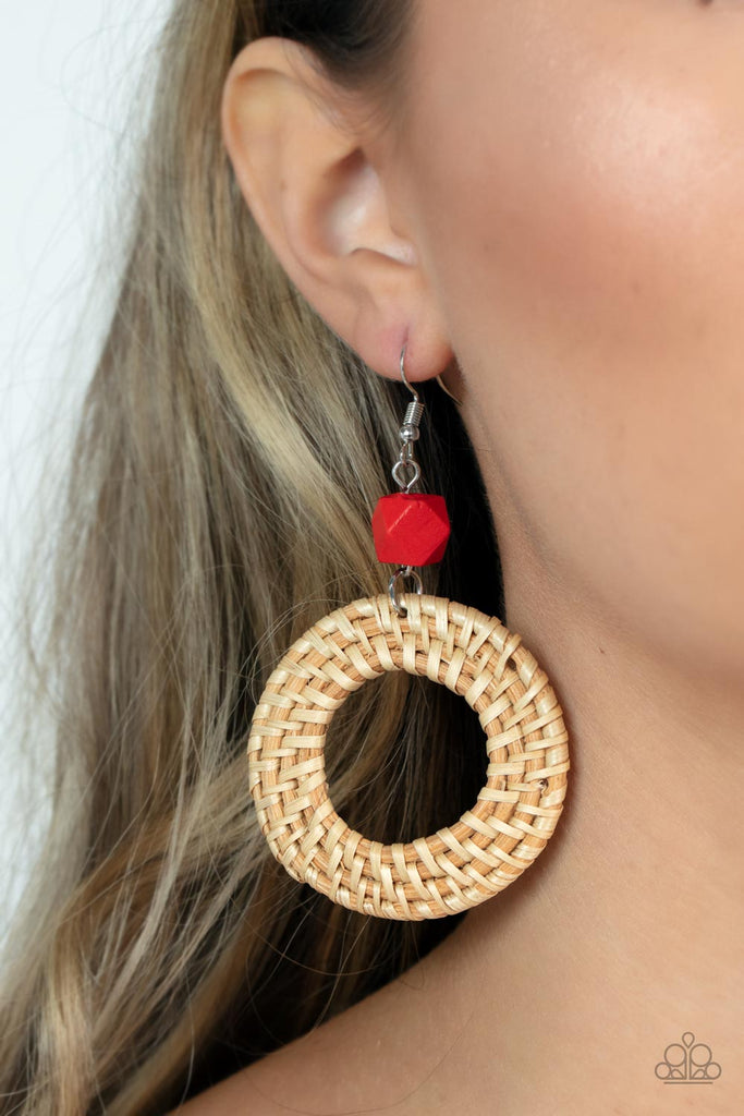 Wildly Wicker - Red Paparazzi Earring - The Sassy Sparkle