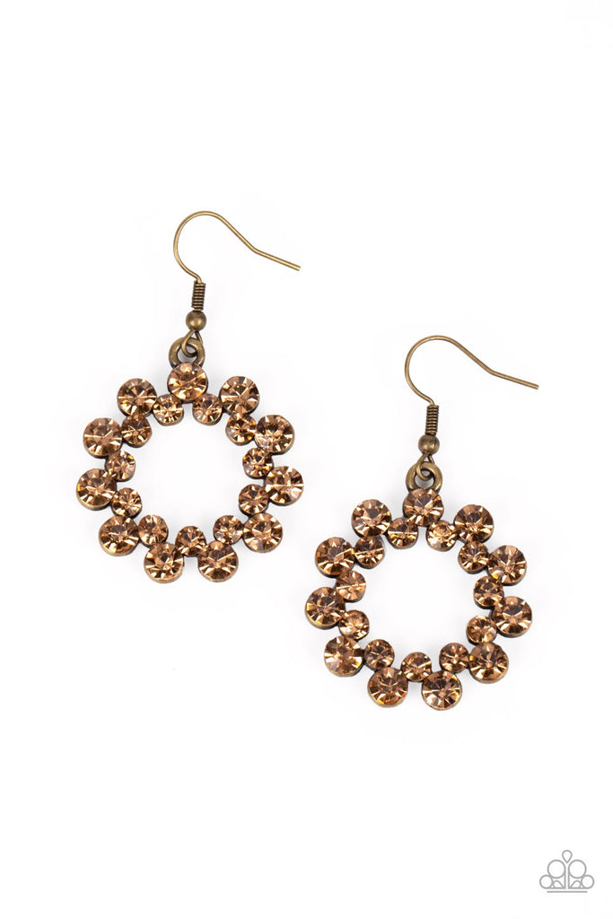 Champagne Bubbles - Brass Earring-Paparazzi