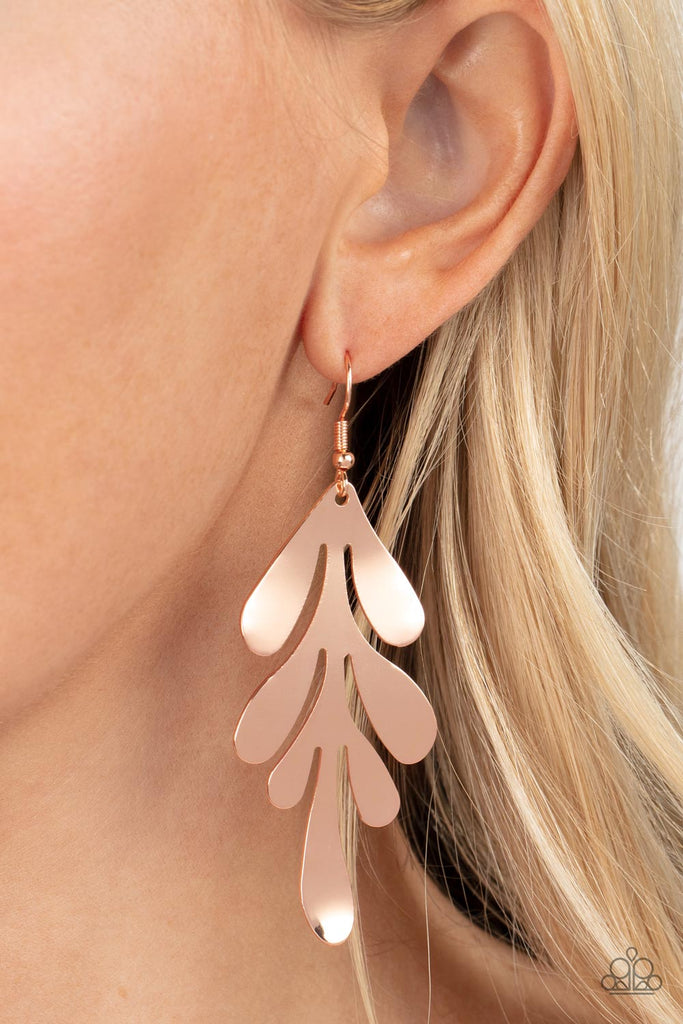 A FROND Farewell - Rose Gold Paparazzi Earring - The Sassy Sparkle