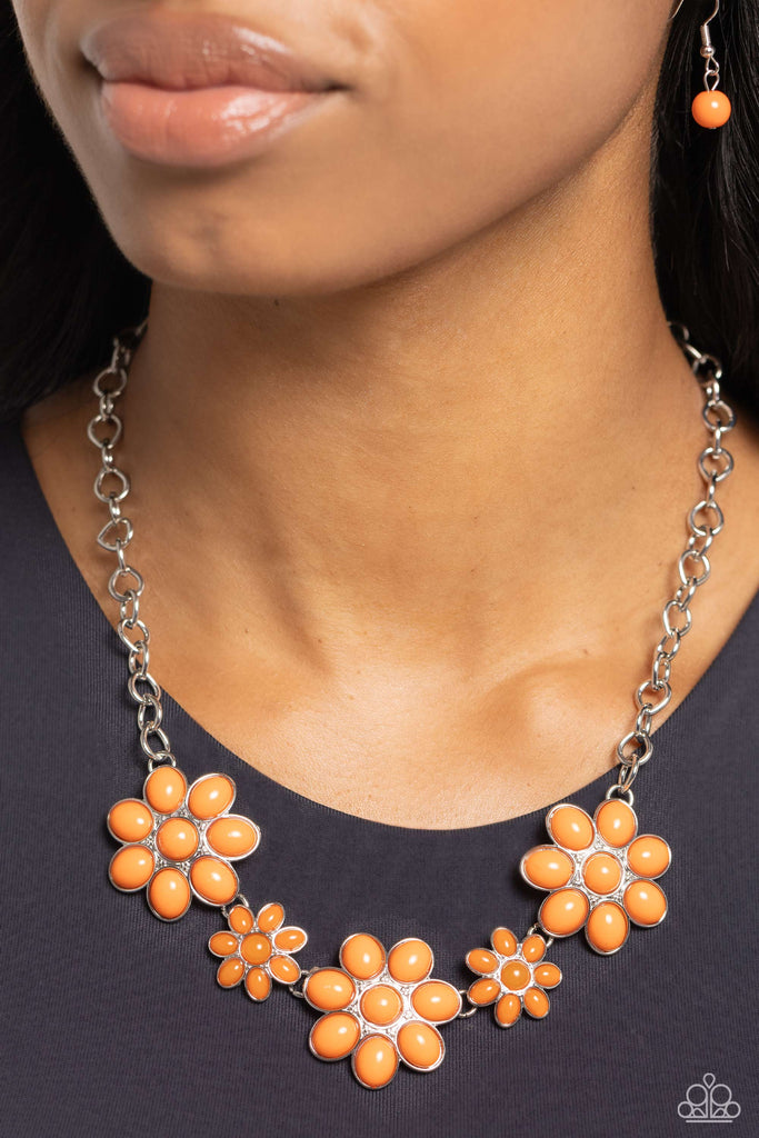 Flamboyantly Flowering - Orange Paparazzi Necklace