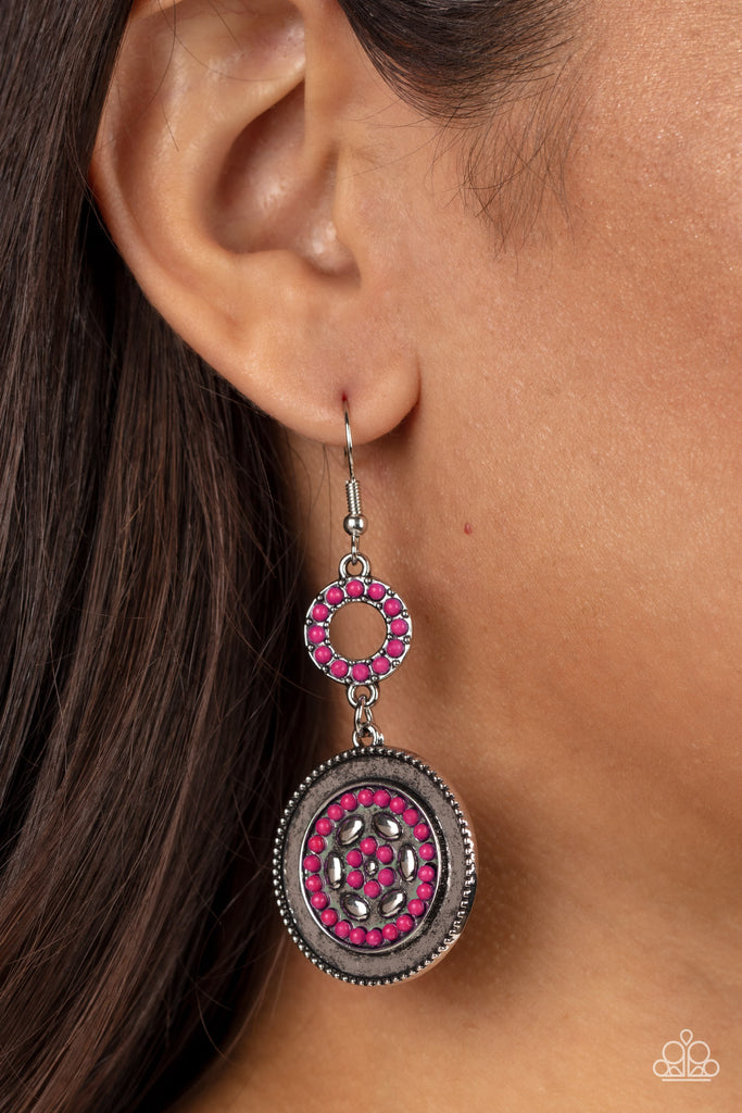 Meadow Mantra - Pink Earring-Paparazzi