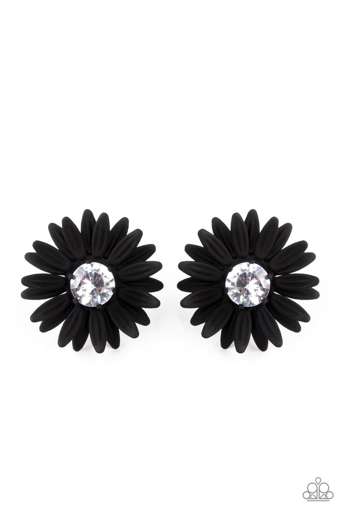 Sunshiny DAIS-y - Black Post Earring-Paparazzi