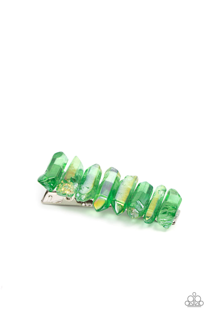 Crystal Caves - Green Paparazzi Hair Clip - The Sassy Sparkle