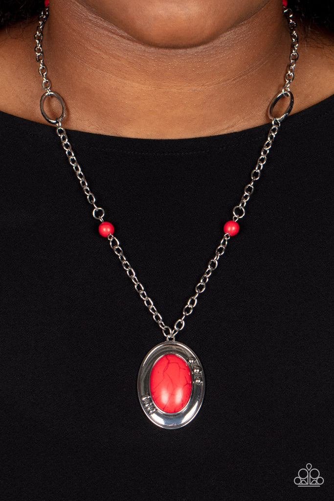 Mojave Meditation - Red Stone Necklace-Paparazzi