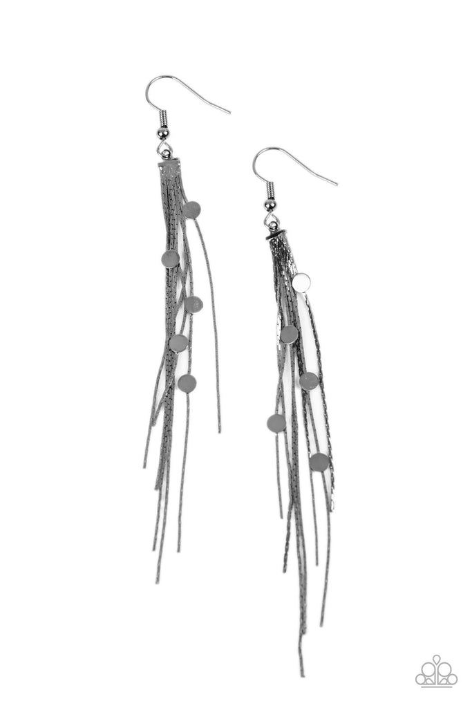 Cosmic Cascade - Black Gunmetal Earring-Paparazzi