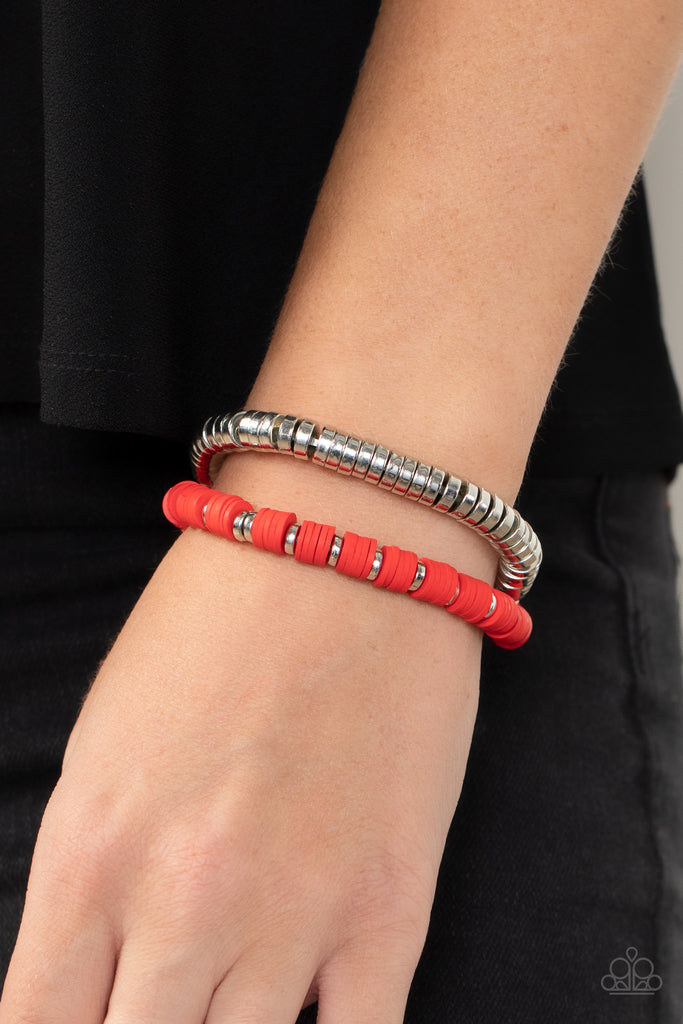 Catalina Marina - Red Bracelet-Paparazzi