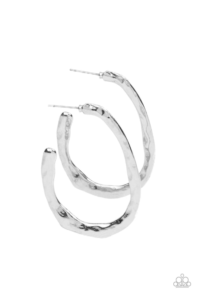 WARPED Speed - Silver Post Hoop Earring-Paparazzi