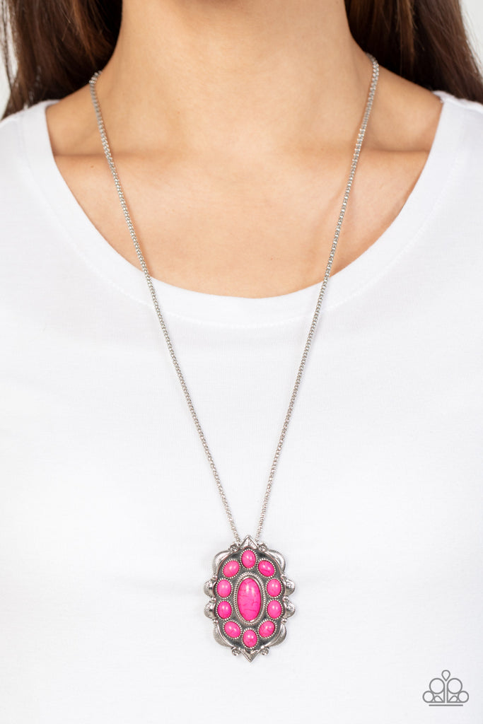 Mojave Medallion - Pink Necklace-Paparazzi