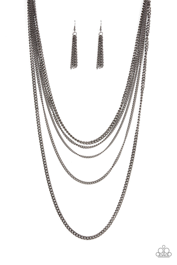 Top of the Food Chain - Black Gunmetal Necklace-Paparazzi