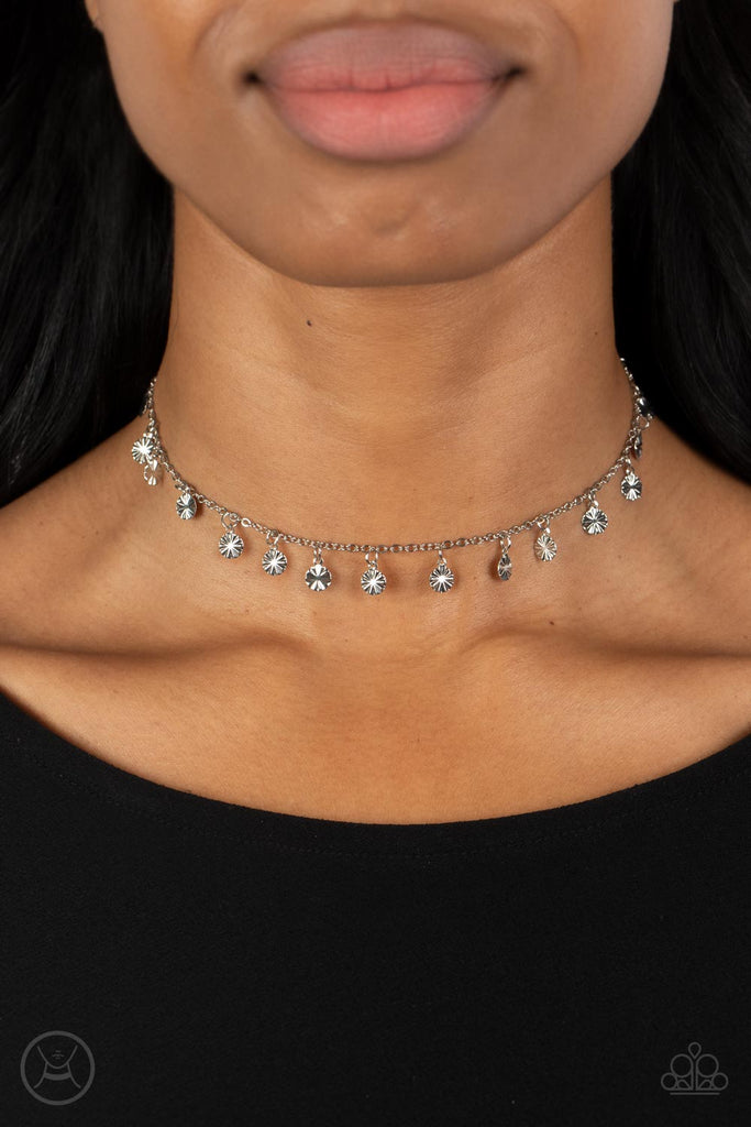 Chiming Charmer - Silver Choker Necklace-Paparazzi