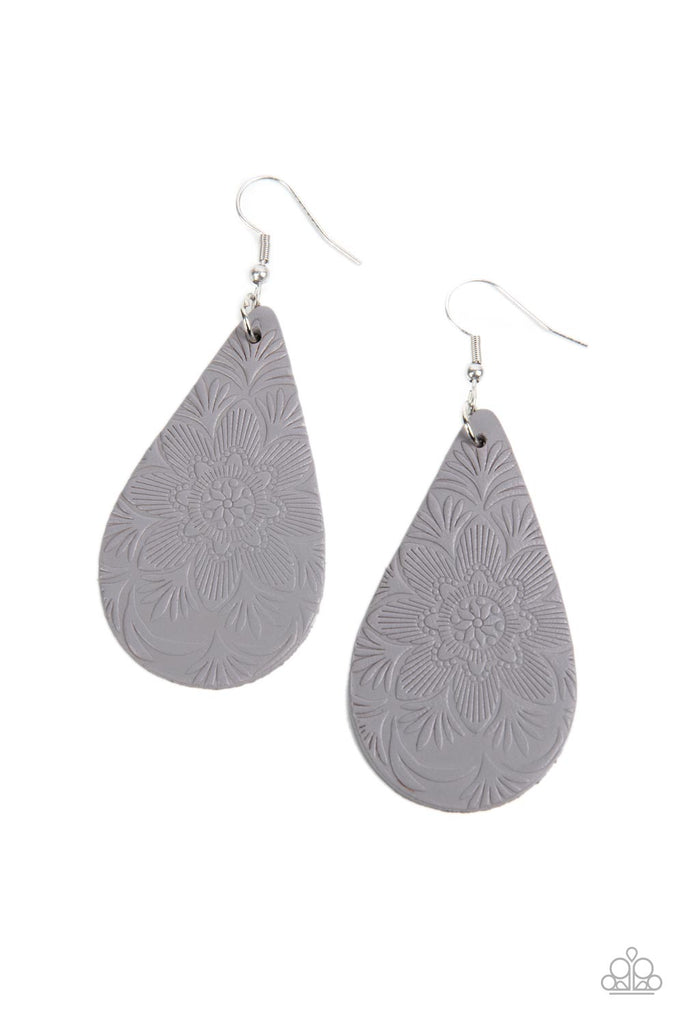 Subtropical Seasons - Silver Leather Earring-Paparazzi