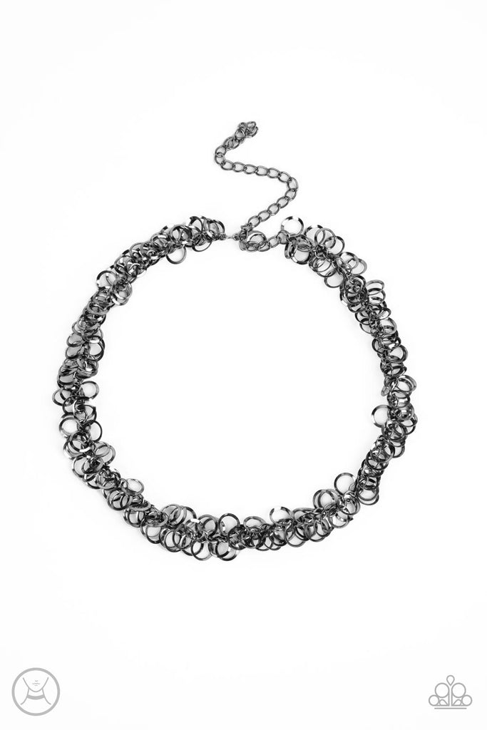 Cause a Commotion - Black Gunmetal Choker Necklace-Paparazzi